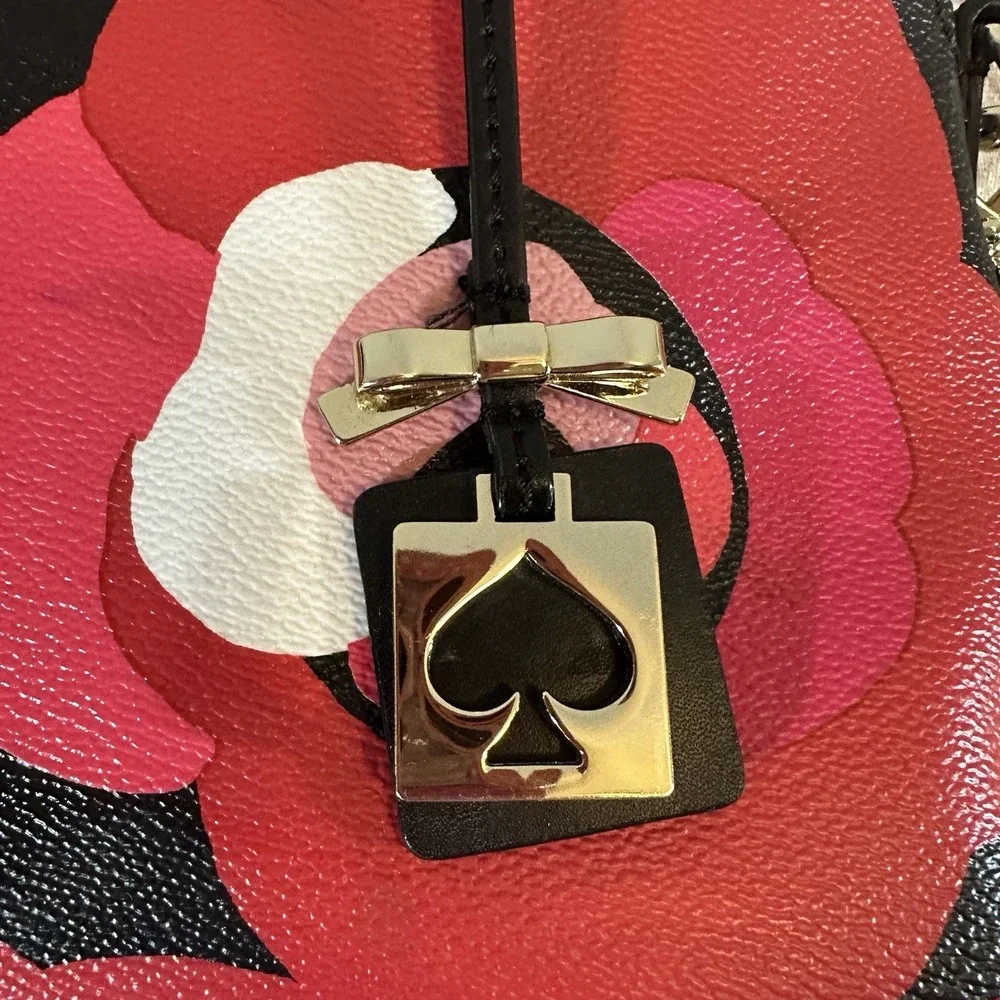 Kate Spade Ellison Avenue Satchel Bag Zip Purse Deco Rose Orient Red Floral EUC - Picture 9 of 12